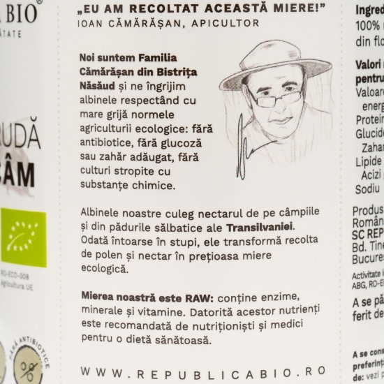 Miere crudă de salcâm ecologică 700g