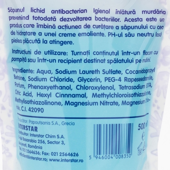 Rezervă săpun lichid antibacterian Fresh 0.5l