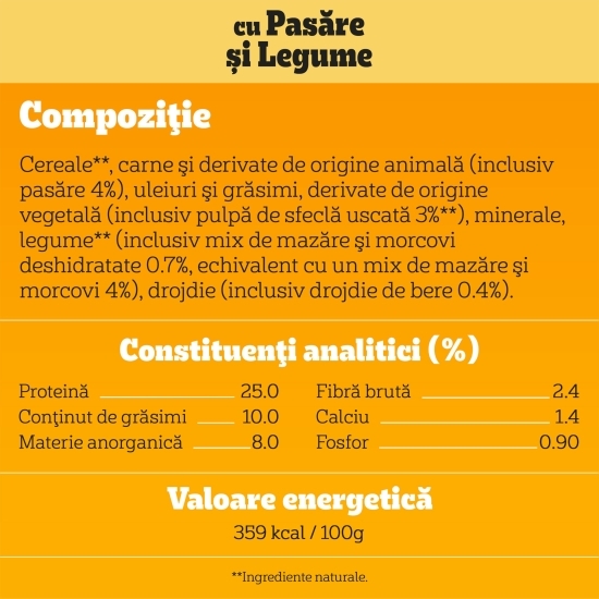 Hrană uscată pentru câini juniori, 500g, cu pui și legume