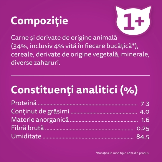 Hrană umedă cu vită în sos, pentru pisici adulte, 85g