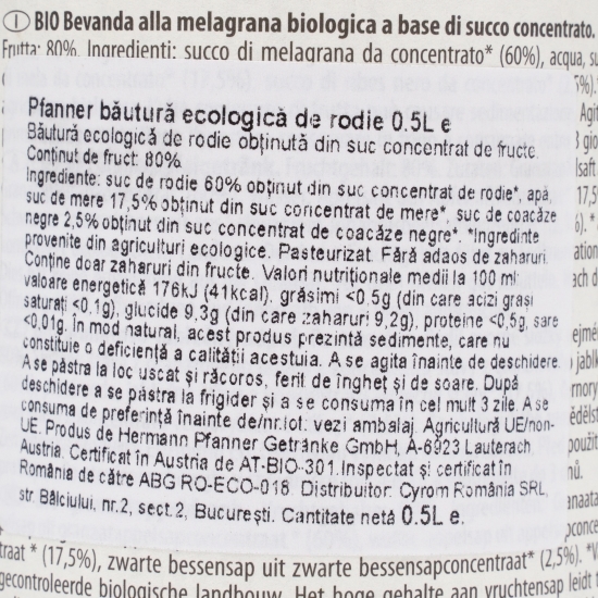 Suc ecologic de rodie 0.5l
