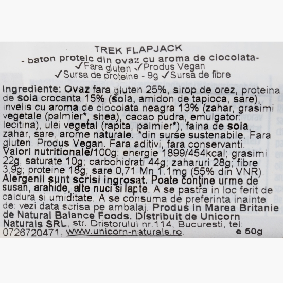 Baton cu ovăz și cacao, cu proteine, fără gluten 50g