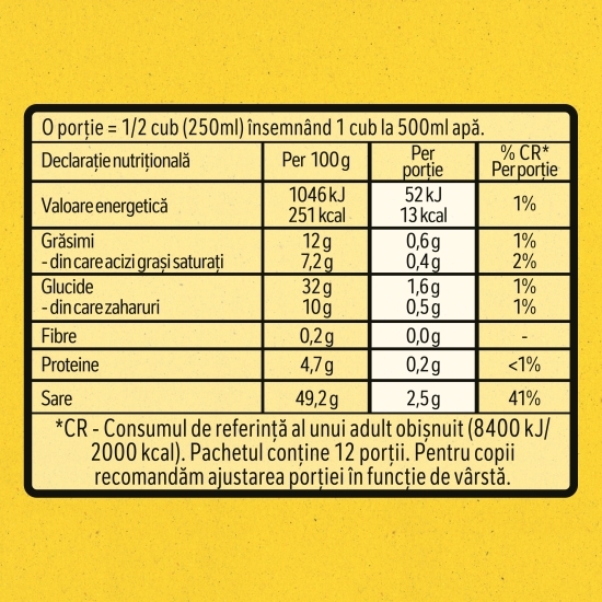 Bază de mâncare Cuburi cu gust de găină, 20 cuburi, 200g