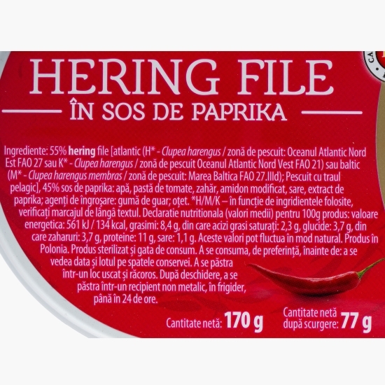 Hering file în sos de paprika 170g