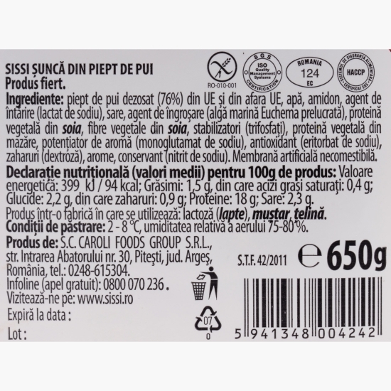 Șuncă din piept de pui 650g