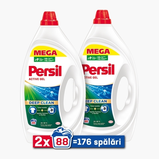 Detergent de rufe lichid Deep Clean Gel, 2x88 spălări, 2x3.96l