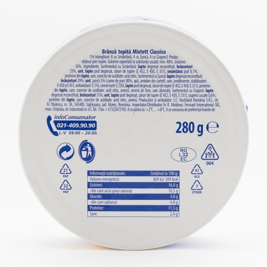 Brânză topită triunghiuri Mixtett Classico 280g (pachet mare)