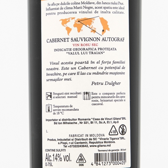 Vin roșu sec Cabernet Sauvignon, 14%, 0.75l