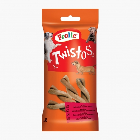 Frolic Twistos recompense pentru câini, 105g, cu carne de vită 