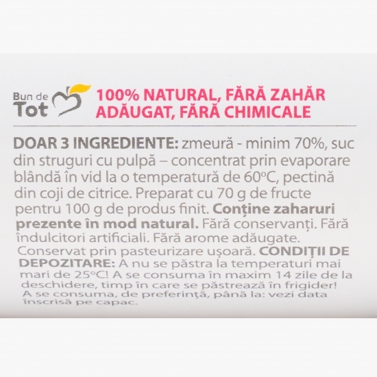 Dulceață de zmeură fără zahăr adăugat 360g