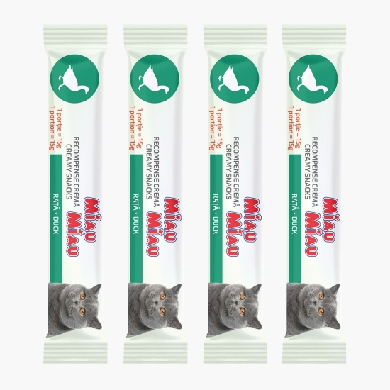 Recompense cremoase pentru pisici, cu rață, 4x15g (60g)