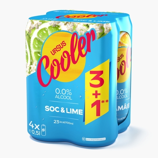 Bere fără alcool cu aromă de soc și lime 4x0.5l