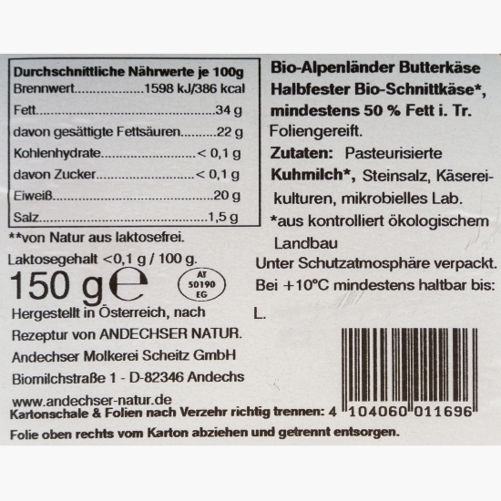 Brânză eco felii 50% grăsime 150g