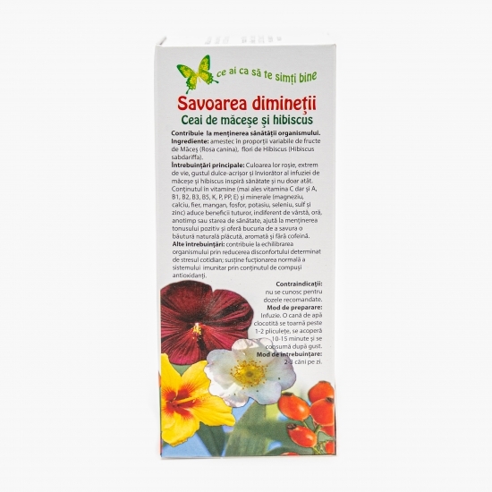 Ceai de măceșe și hibiscus Savoarea dimineții 20 plicuri