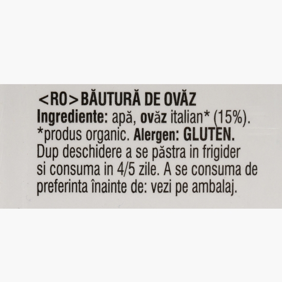 Băutură vegetală eco din ovăz integral (fără zahăr) 1l