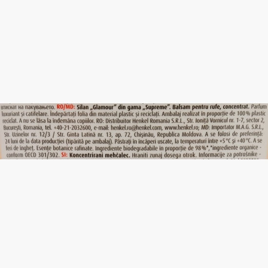 Balsam de rufe Supreme Glamour, 46 de spălări, 1.012l