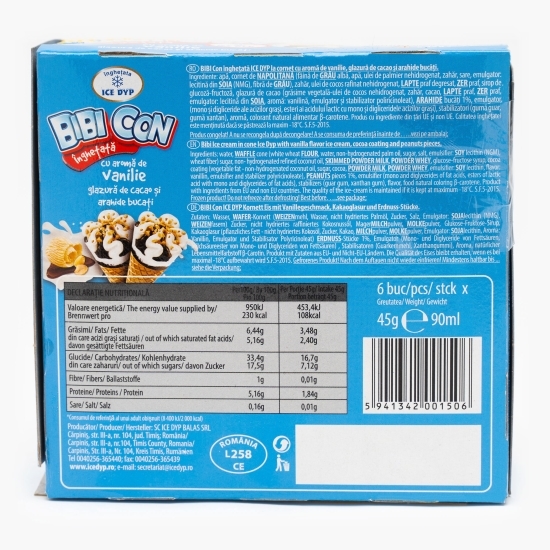Înghețată cu vanilie la cornet 6x90ml (6x45g)
