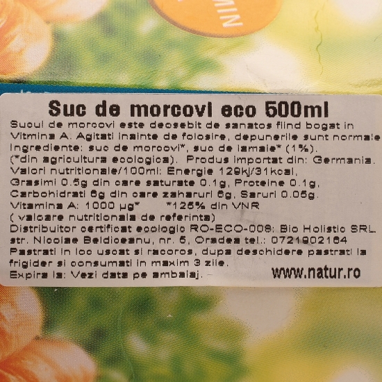 Suc de morcovi eco 0.5l