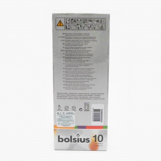 Lumânare conică Bolsius Alb (10 buc.)