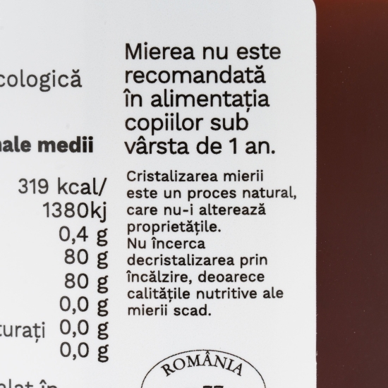 Miere de mană crudă, ecologică 700g