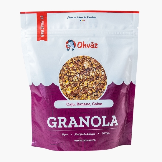 Granola cu caju, banane și caise, fără zahăr adăugat 300g