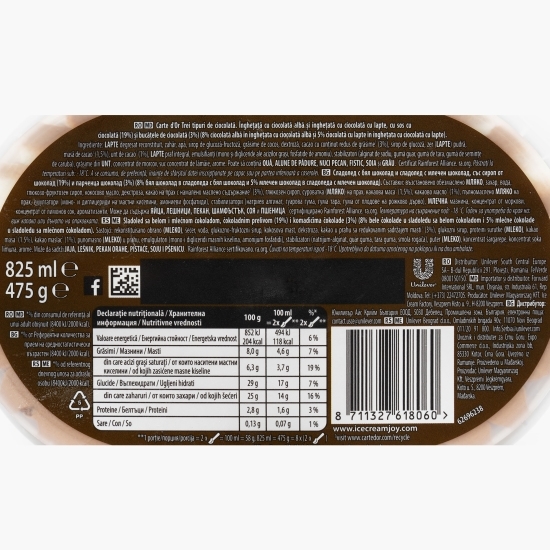 Înghețată Triple Chocolate cu trei tipuri de ciocolată, 825ml (475g)