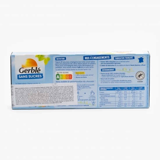 Biscuiți cu aromă de portocale și pepite de ciocolată, fără zahăr adăugat 132g