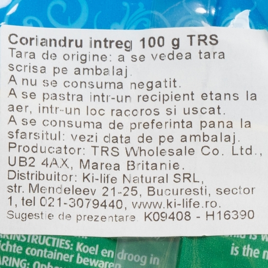 Coriandru întreg (semințe) 100g