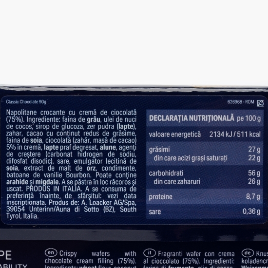 Napolitane clasice cu cremă de cacao 90g
