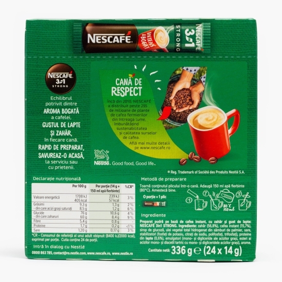 3în1 Strong plicuri, 24x14g, mix de cafea instant 