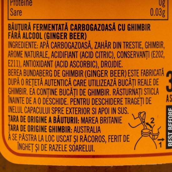 Bere cu ghimbir, fără alcool, 4x0.375l