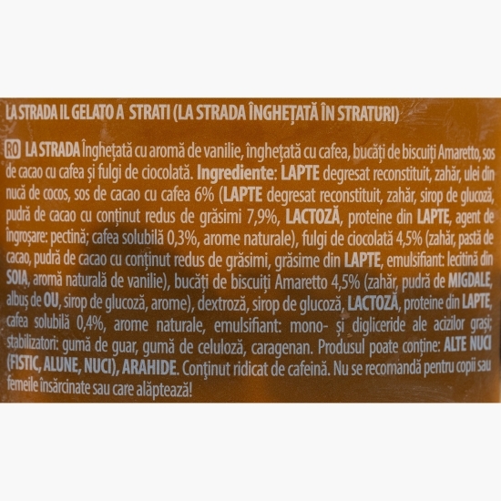 Înghețată cu cafea, vanilie și biscuiți amaretto A Strati, 473ml (330g)