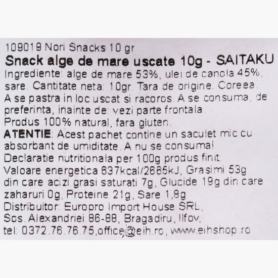Snack alge de mare Nori 10g