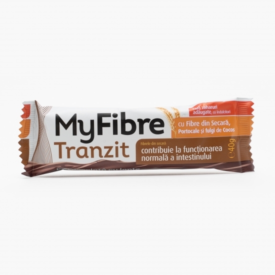 Baton digestiv cu fibre din secară, cocos și portocale, fără zahăr adăugat, cu îndulcitor 40g